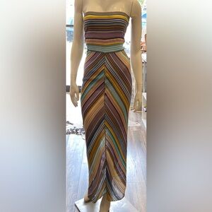 Missoni Strapless Multicolor Chevron Maxi Dress